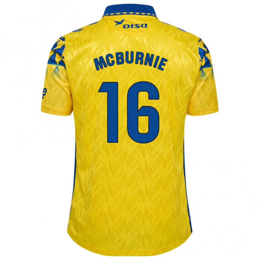 Kandiny Férfi Oli Mcburnie #16 Sárga Kék Hazai Jersey 2024/25 Mez Póló Ing