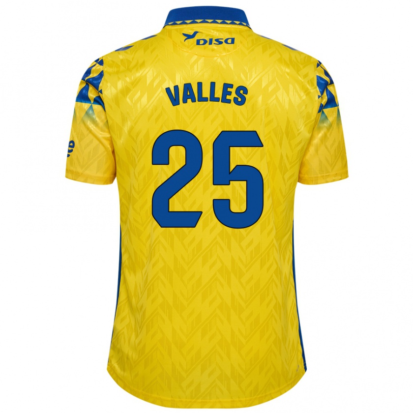 Kandiny Férfi Álvaro Valles #25 Sárga Kék Hazai Jersey 2024/25 Mez Póló Ing