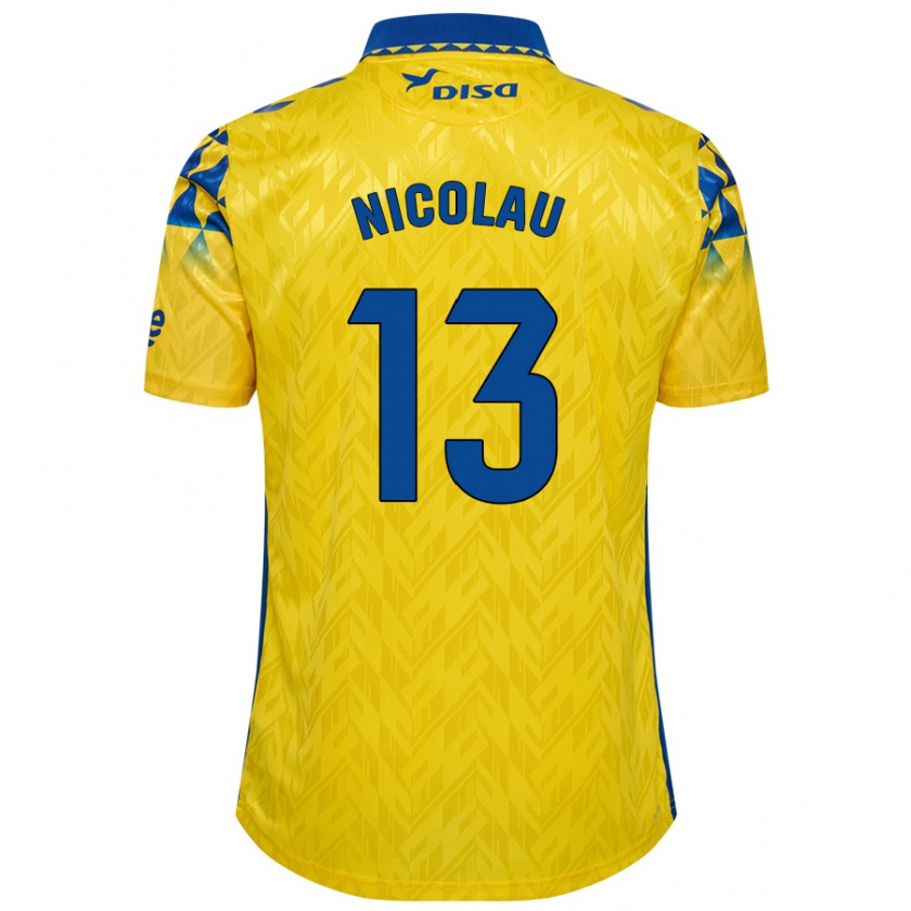 Kandiny Férfi Nacho Nicolau #13 Sárga Kék Hazai Jersey 2024/25 Mez Póló Ing