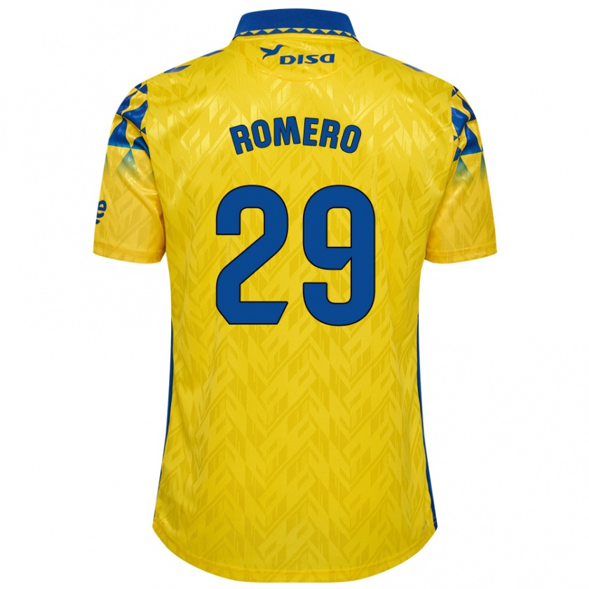 Kandiny Férfi Elías Romero #29 Sárga Kék Hazai Jersey 2024/25 Mez Póló Ing