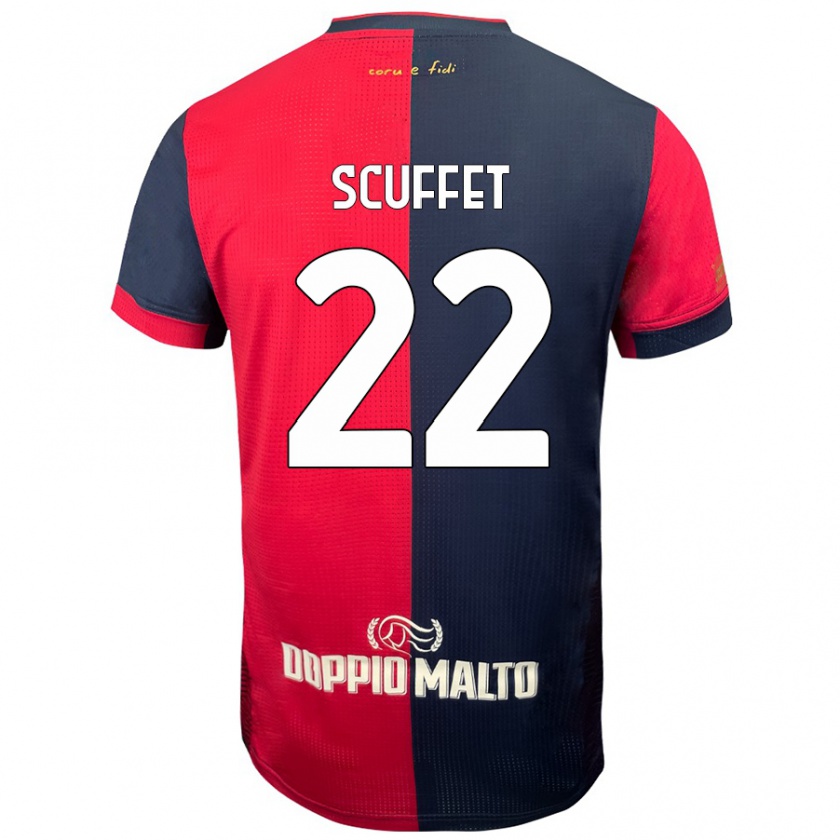 Kandiny Férfi Simone Scuffet #22 Piros Sötétebb Kék Hazai Jersey 2024/25 Mez Póló Ing