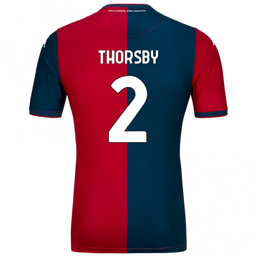 Kandiny Férfi Morten Thorsby #2 Piros Sötétkék Hazai Jersey 2024/25 Mez Póló Ing