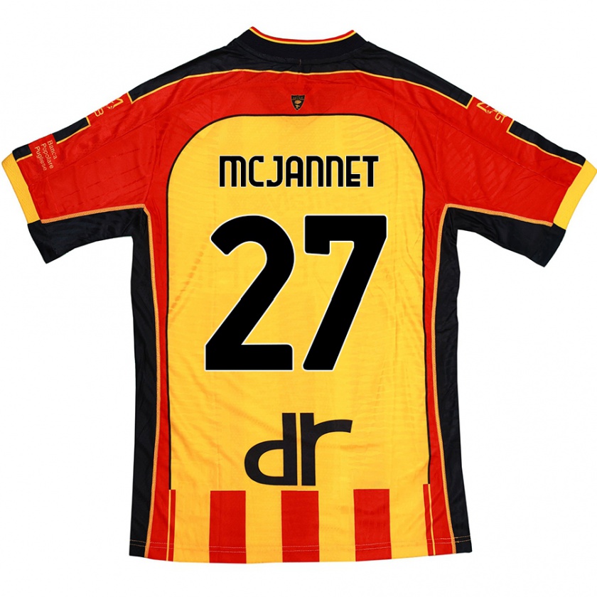 Kandiny Férfi Ed Mcjannet #27 Sárga Piros Hazai Jersey 2024/25 Mez Póló Ing