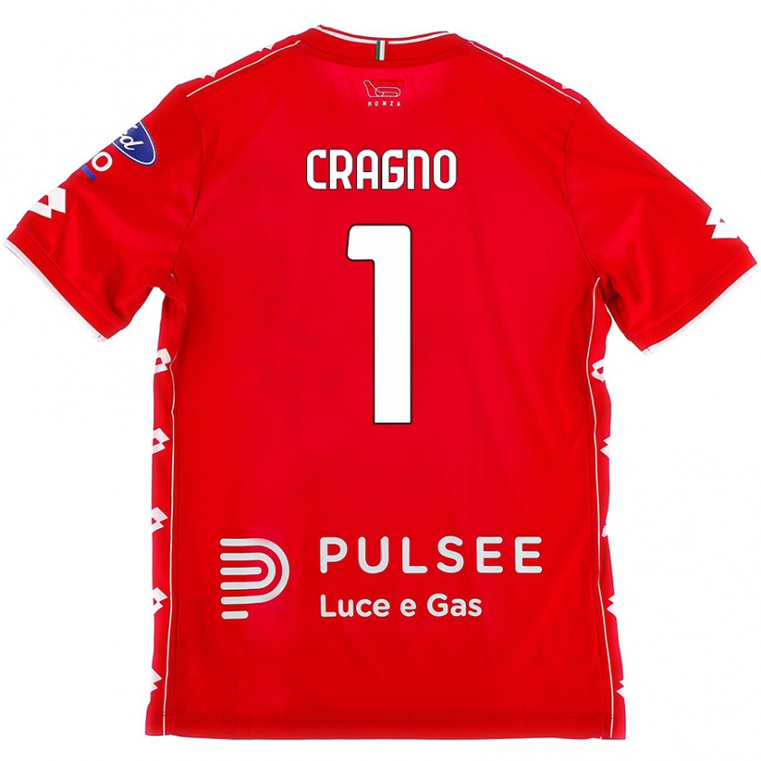 Kandiny Férfi Alessio Cragno #1 Piros Fehér Hazai Jersey 2024/25 Mez Póló Ing