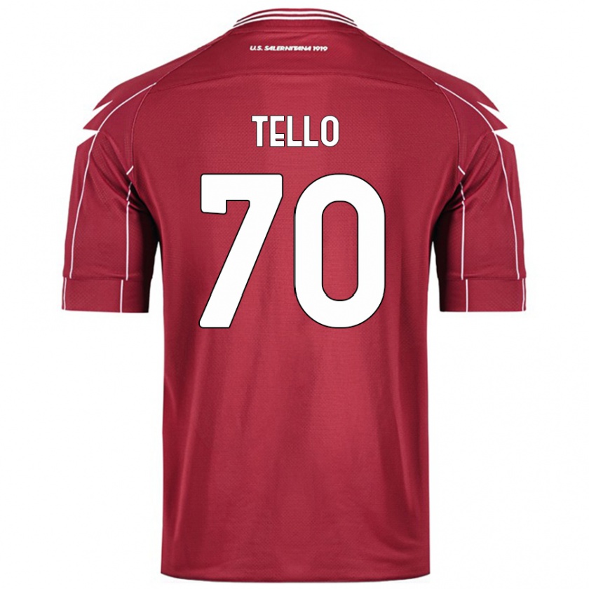 Kandiny Férfi Andrés Tello #70 Burgundia Hazai Jersey 2024/25 Mez Póló Ing