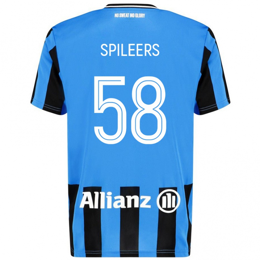 Kandiny Férfi Jorne Spileers #58 Égszínkék Fekete Hazai Jersey 2024/25 Mez Póló Ing