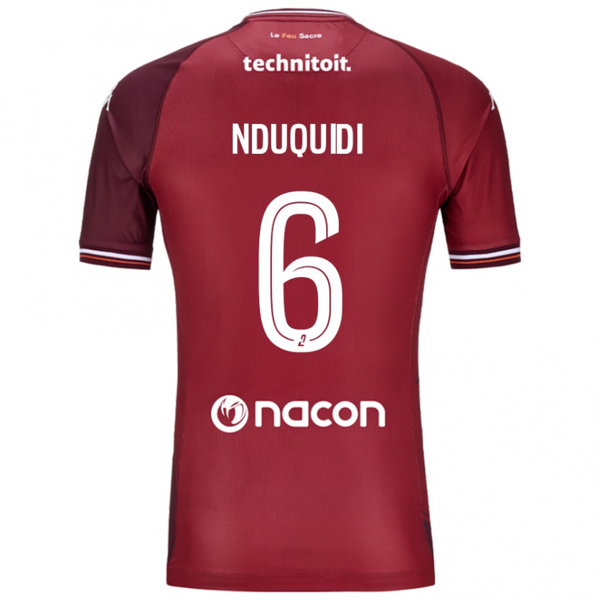 Kandiny Férfi Joseph Nduquidi #6 Piros Granata Hazai Jersey 2024/25 Mez Póló Ing