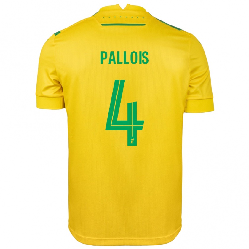 Kandiny Férfi Nicolas Pallois #4 Sárga Zöld Hazai Jersey 2024/25 Mez Póló Ing