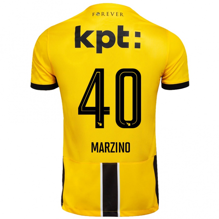 Kandiny Férfi Dario Marzino #40 Sárga Fekete Hazai Jersey 2024/25 Mez Póló Ing