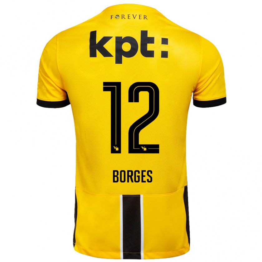 Kandiny Férfi David Borges #12 Sárga Fekete Hazai Jersey 2024/25 Mez Póló Ing