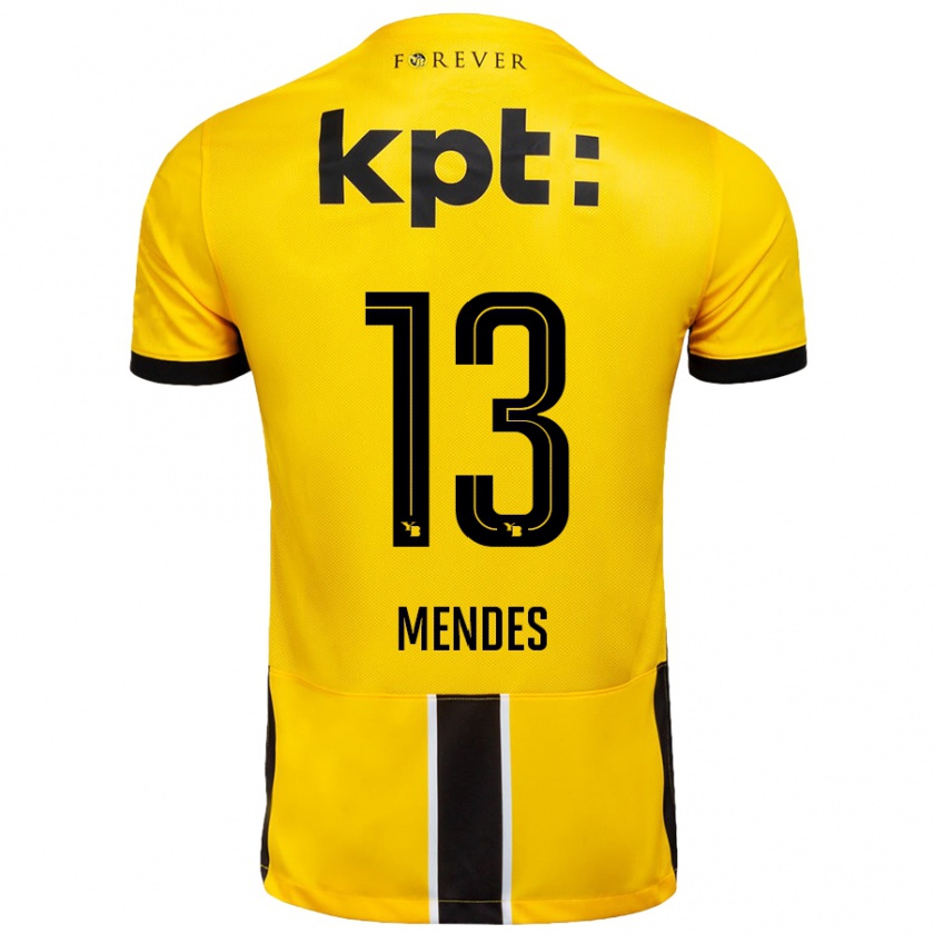 Kandiny Férfi Daniel Mendes #13 Sárga Fekete Hazai Jersey 2024/25 Mez Póló Ing