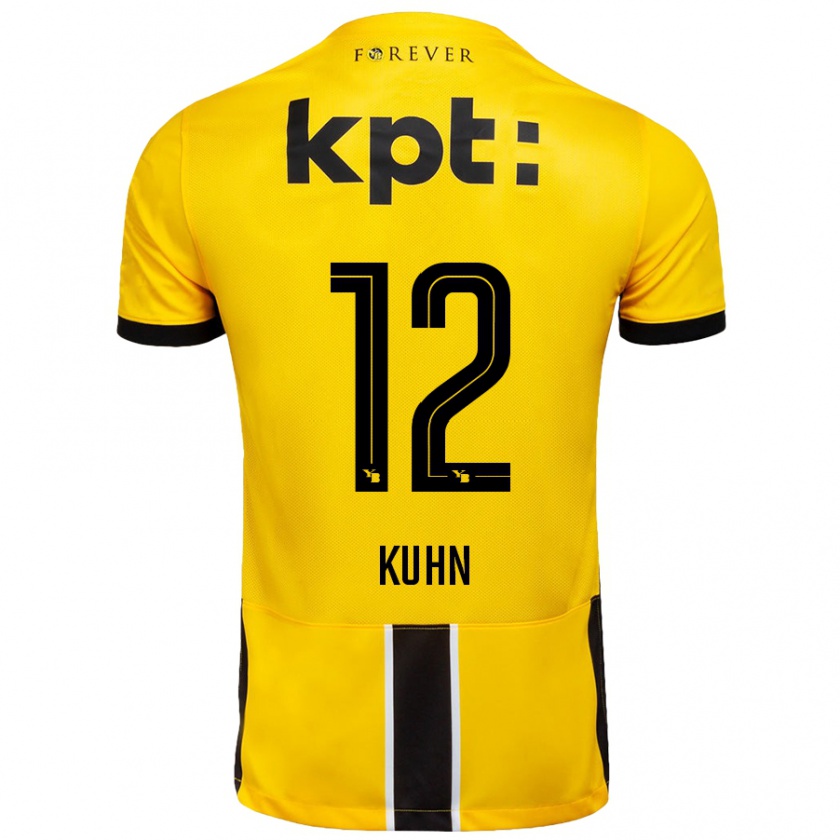 Kandiny Férfi Athena Kühn #12 Sárga Fekete Hazai Jersey 2024/25 Mez Póló Ing