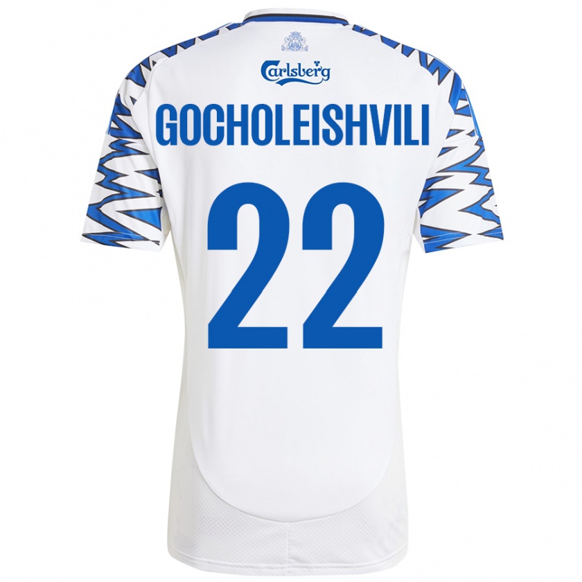 Kandiny Férfi Giorgi Gocholeishvili #22 Fehér Ég Kék Hazai Jersey 2024/25 Mez Póló Ing