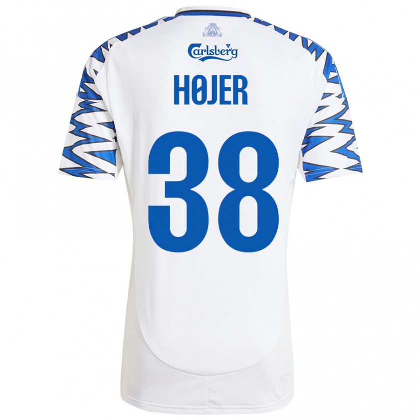 Kandiny Férfi Oliver Højer #38 Fehér Ég Kék Hazai Jersey 2024/25 Mez Póló Ing