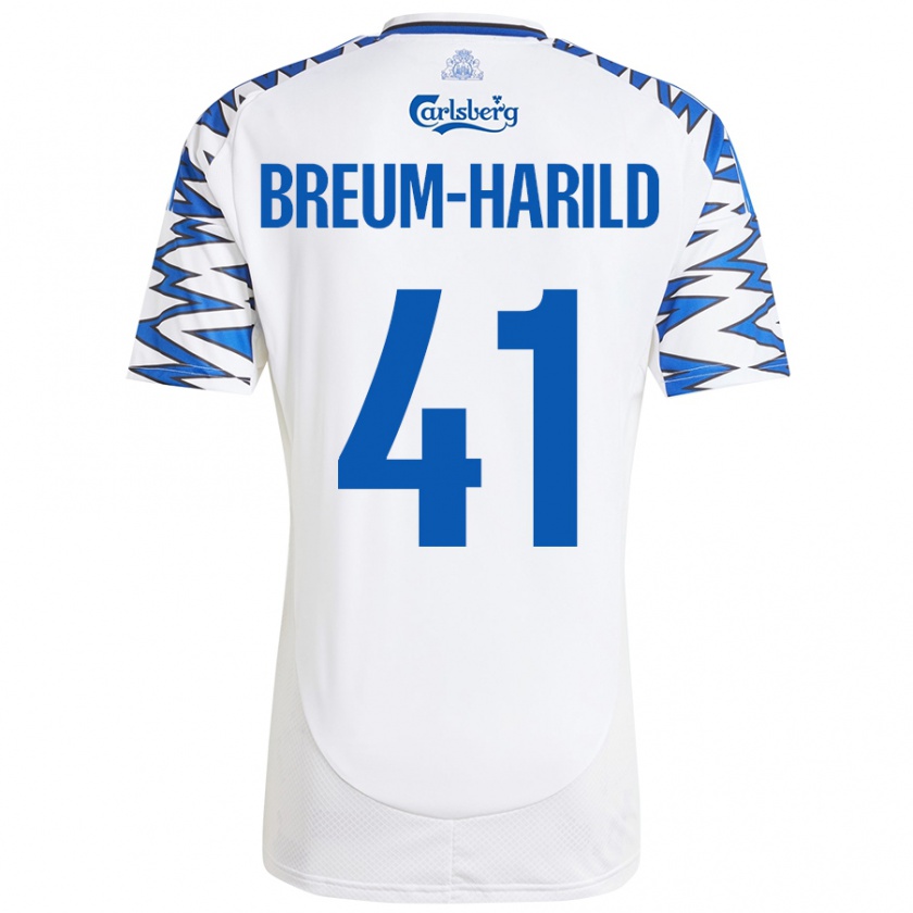 Kandiny Férfi Tobias Breum-Harild #41 Fehér Ég Kék Hazai Jersey 2024/25 Mez Póló Ing