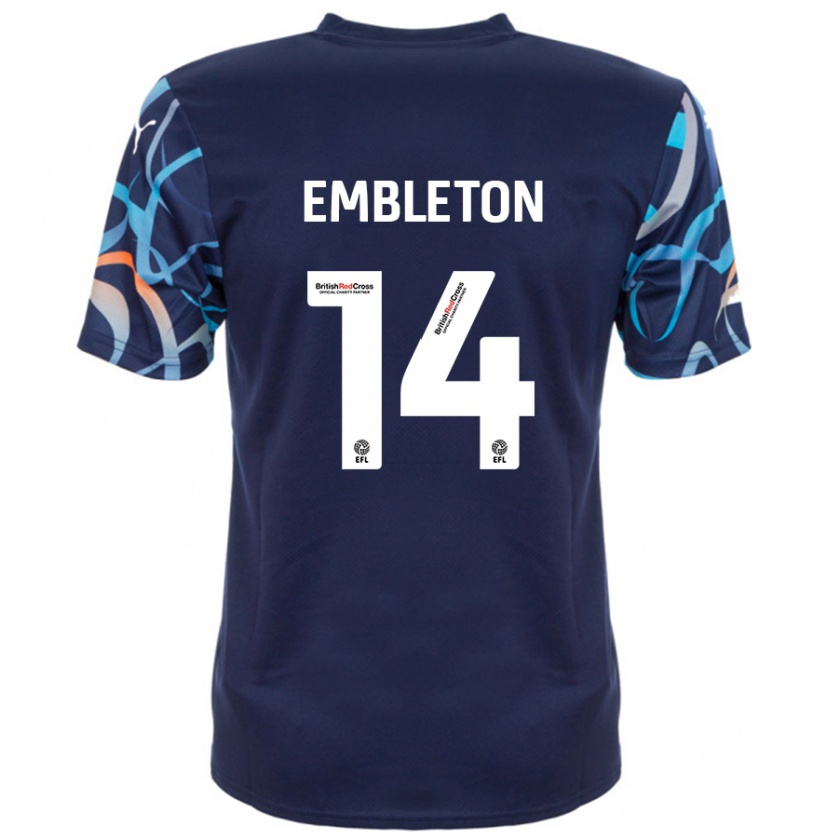 Kandiny Férfi Elliot Embleton #14 Sötétkék Idegenbeli Jersey 2024/25 Mez Póló Ing