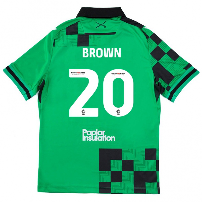 Kandiny Férfi Jevani Brown #20 Zöld Fekete Idegenbeli Jersey 2024/25 Mez Póló Ing