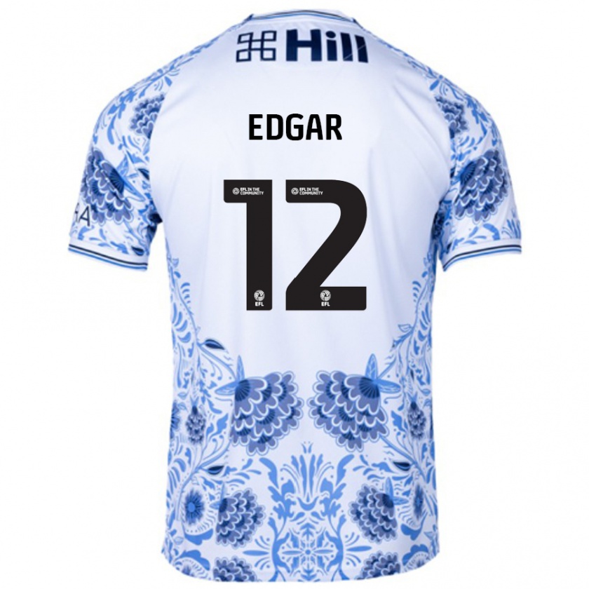 Kandiny Férfi Sammy Edgar #12 Fehér Kék Idegenbeli Jersey 2024/25 Mez Póló Ing