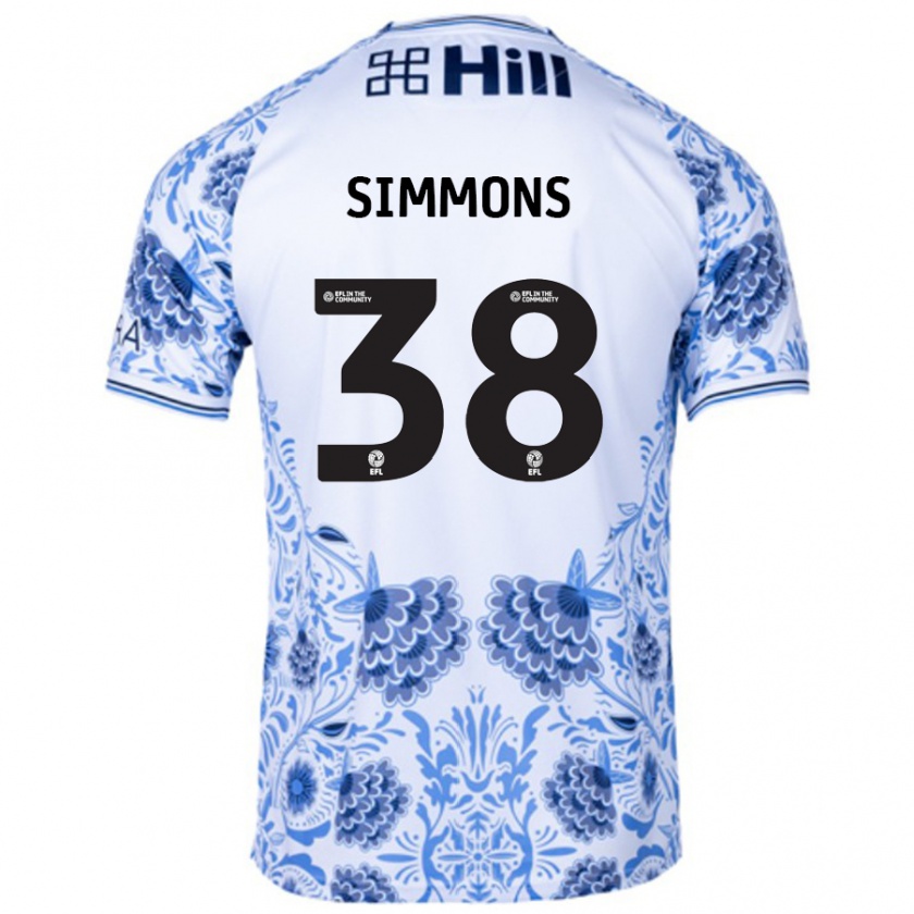 Kandiny Férfi Bella Simmons #38 Fehér Kék Idegenbeli Jersey 2024/25 Mez Póló Ing