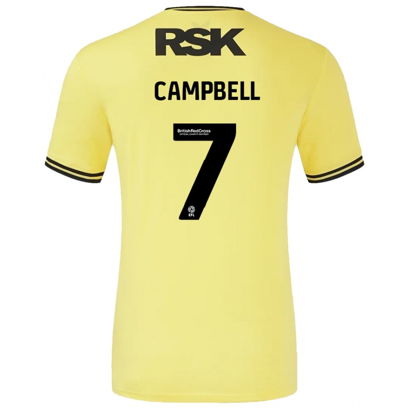 Kandiny Férfi Tyreece Campbell #7 Sárga Fekete Idegenbeli Jersey 2024/25 Mez Póló Ing