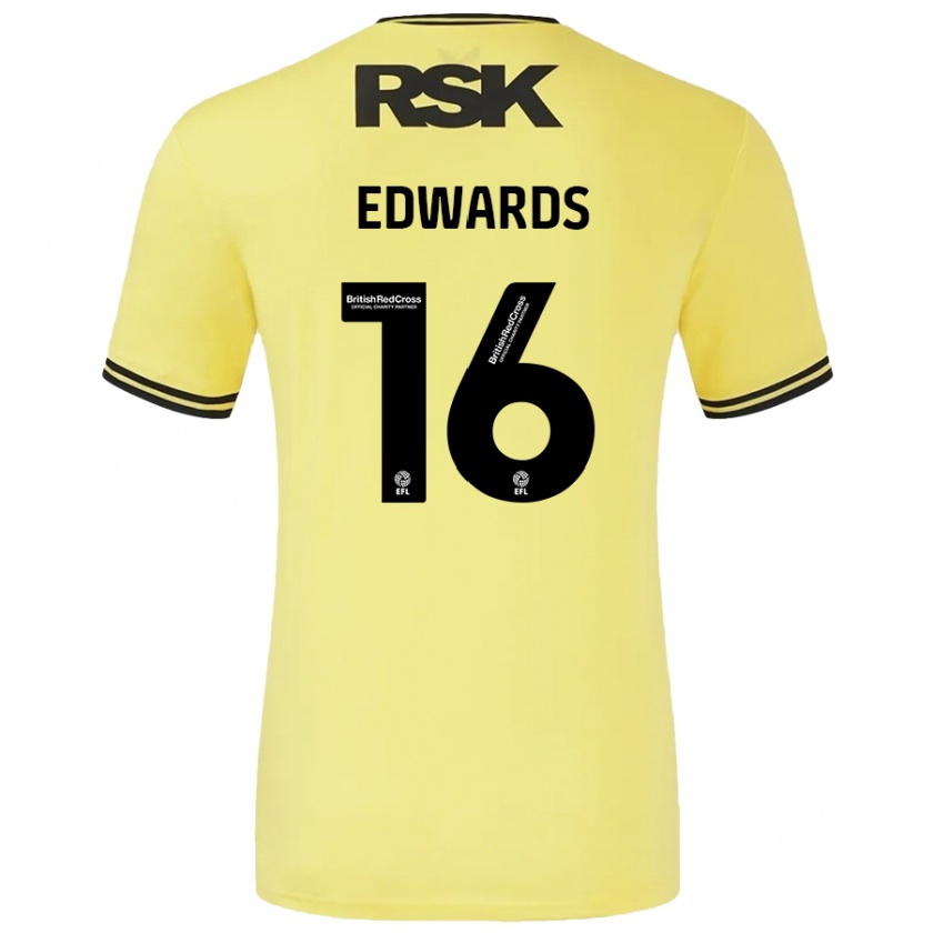 Kandiny Férfi Josh Edwards #16 Sárga Fekete Idegenbeli Jersey 2024/25 Mez Póló Ing