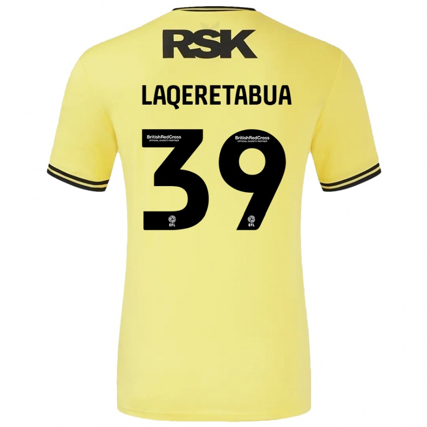 Kandiny Férfi Josh Laqeretabua #39 Sárga Fekete Idegenbeli Jersey 2024/25 Mez Póló Ing