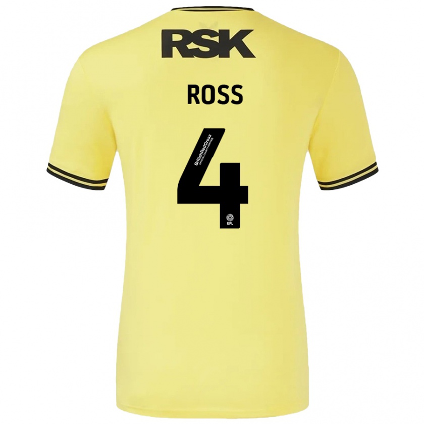 Kandiny Férfi Mia Ross #4 Sárga Fekete Idegenbeli Jersey 2024/25 Mez Póló Ing