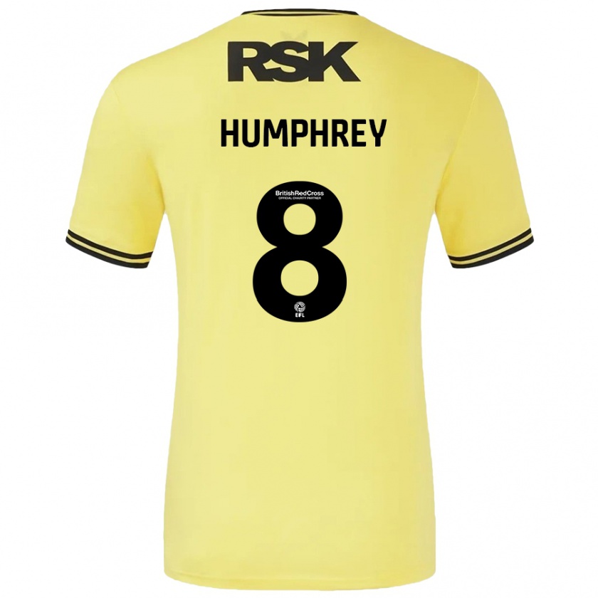 Kandiny Férfi Carla Humphrey #8 Sárga Fekete Idegenbeli Jersey 2024/25 Mez Póló Ing