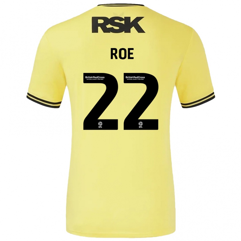 Kandiny Férfi Bethan Roe #22 Sárga Fekete Idegenbeli Jersey 2024/25 Mez Póló Ing