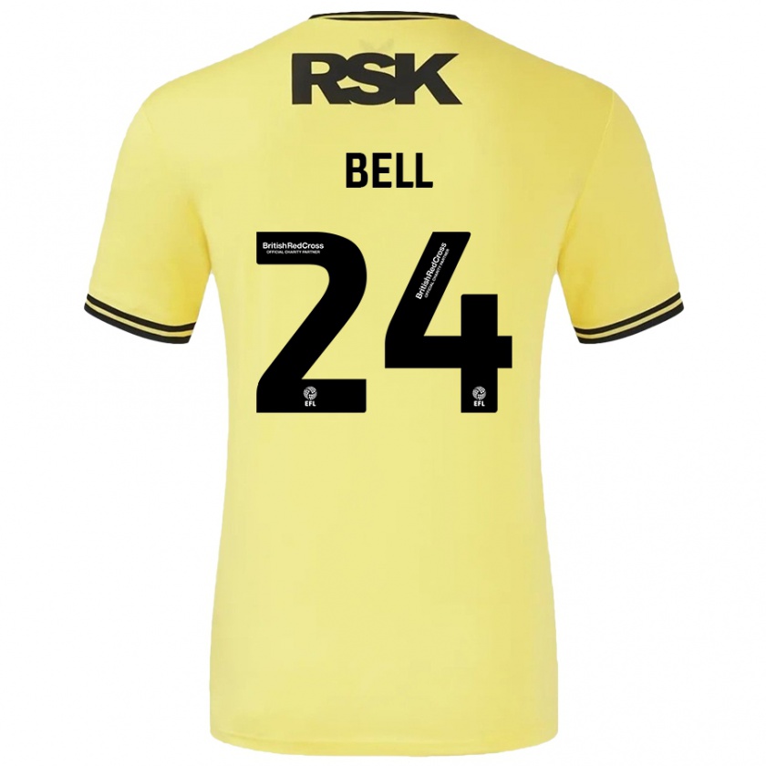 Kandiny Férfi Taylor Bell #24 Sárga Fekete Idegenbeli Jersey 2024/25 Mez Póló Ing