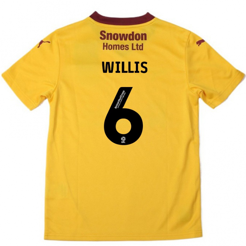 Kandiny Férfi Jordan Willis #6 Narancssárga Burgundi Idegenbeli Jersey 2024/25 Mez Póló Ing