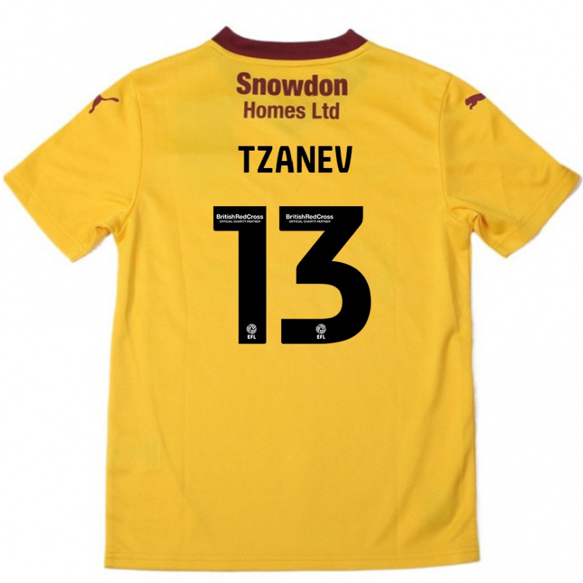 Kandiny Férfi Nik Tzanev #13 Narancssárga Burgundi Idegenbeli Jersey 2024/25 Mez Póló Ing