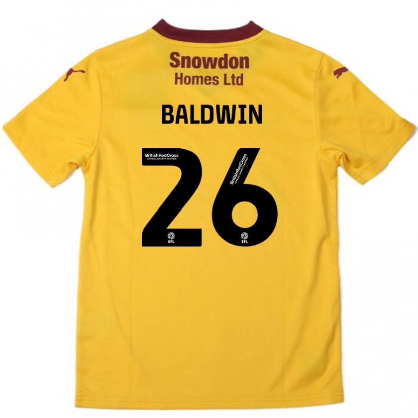 Kandiny Férfi Jack Baldwin #26 Narancssárga Burgundi Idegenbeli Jersey 2024/25 Mez Póló Ing