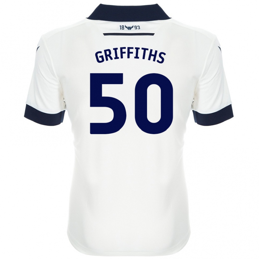 Kandiny Férfi Louis Griffiths #50 Fehér Sötétkék Idegenbeli Jersey 2024/25 Mez Póló Ing