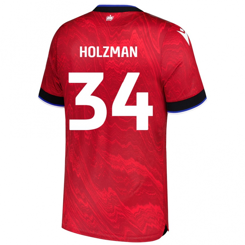 Kandiny Férfi Louie Holzman #34 Piros Fekete Idegenbeli Jersey 2024/25 Mez Póló Ing