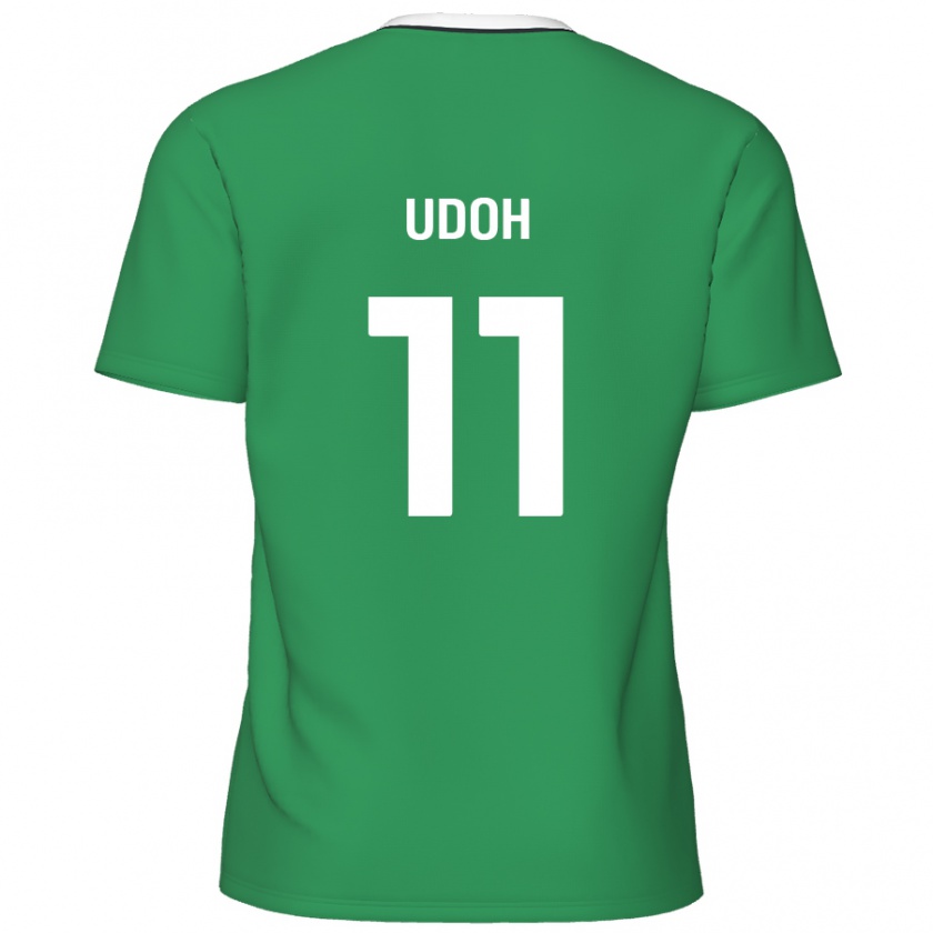 Kandiny Férfi Daniel Udoh #11 Zöld Fehér Csíkok Idegenbeli Jersey 2024/25 Mez Póló Ing