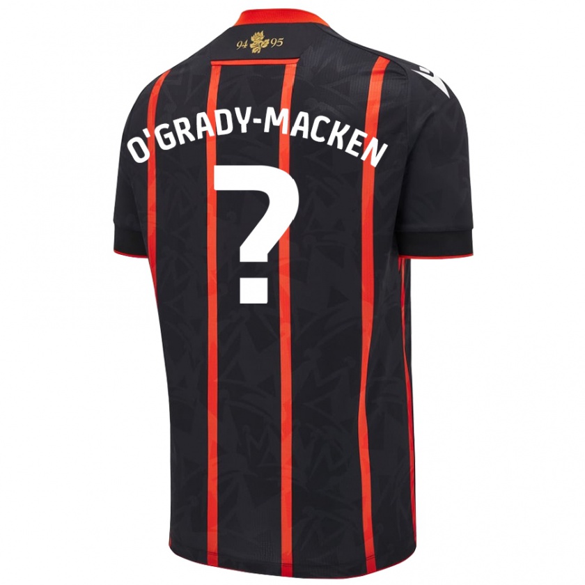 Kandiny Férfi Harley O'grady-Macken #0 Fekete Piros Idegenbeli Jersey 2024/25 Mez Póló Ing