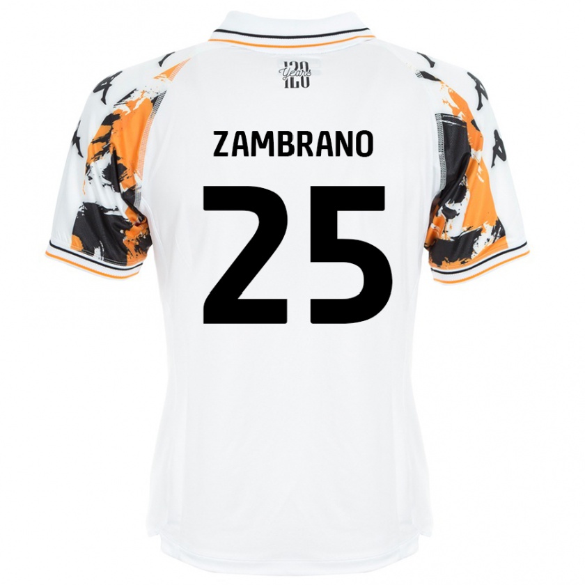 Kandiny Férfi Óscar Zambrano #25 Fehér Idegenbeli Jersey 2024/25 Mez Póló Ing