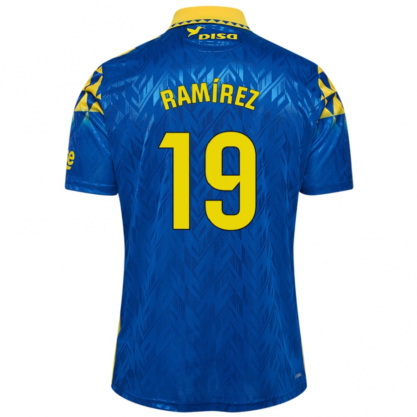 Kandiny Férfi Sandro Ramírez #19 Kék Sárga Idegenbeli Jersey 2024/25 Mez Póló Ing