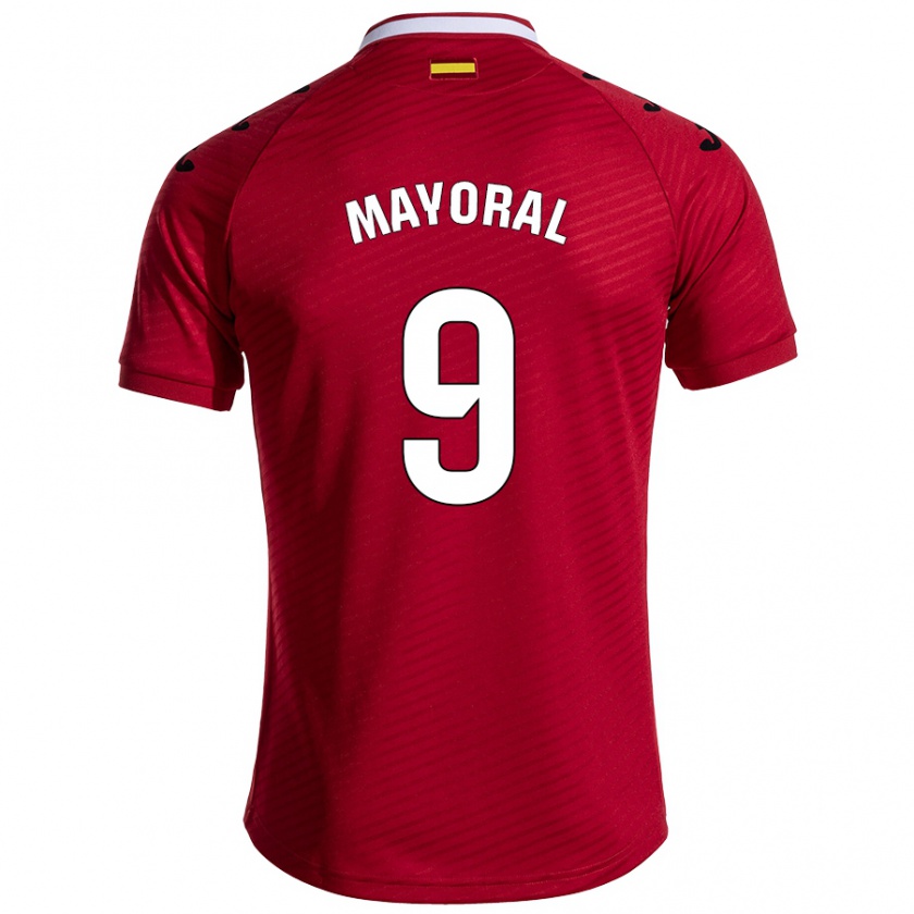 Kandiny Férfi Borja Mayoral #9 Sötét Vörös Idegenbeli Jersey 2024/25 Mez Póló Ing