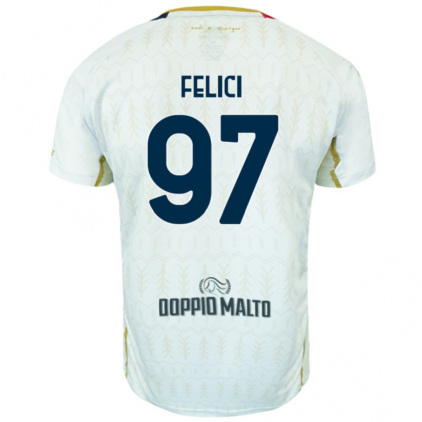 Kandiny Férfi Mattia Felici #97 Fehér Idegenbeli Jersey 2024/25 Mez Póló Ing