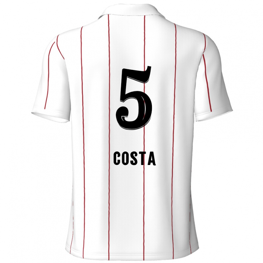 Kandiny Férfi Ayrton Costa #5 Fehér Fekete Idegenbeli Jersey 2024/25 Mez Póló Ing