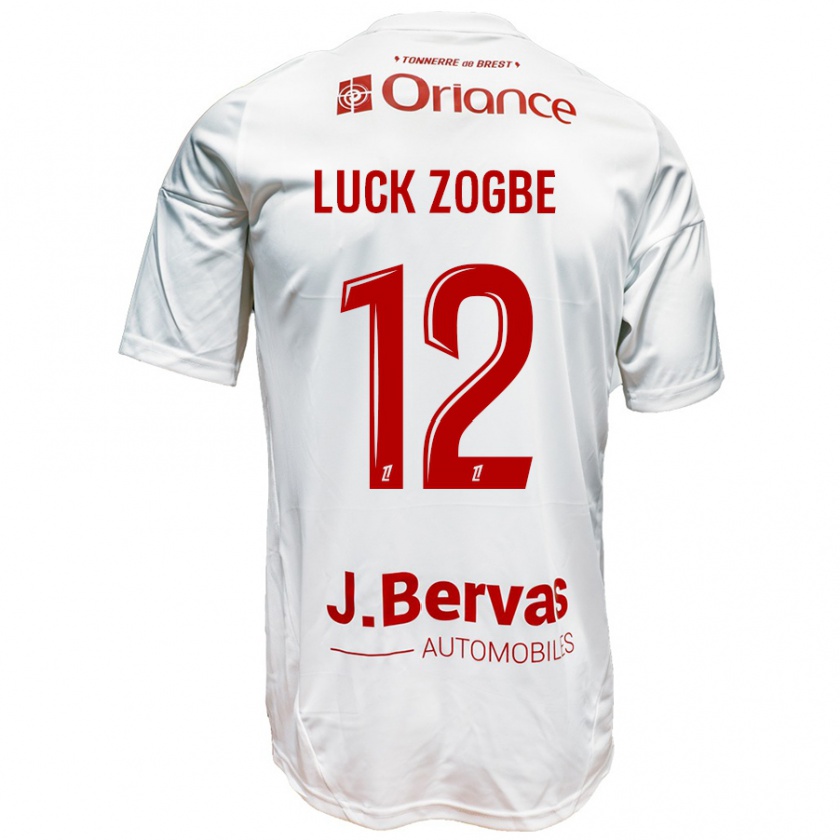 Kandiny Férfi Luck Zogbé #12 Fehér Piros Idegenbeli Jersey 2024/25 Mez Póló Ing