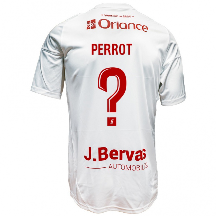 Kandiny Férfi Maël Perrot #0 Fehér Piros Idegenbeli Jersey 2024/25 Mez Póló Ing