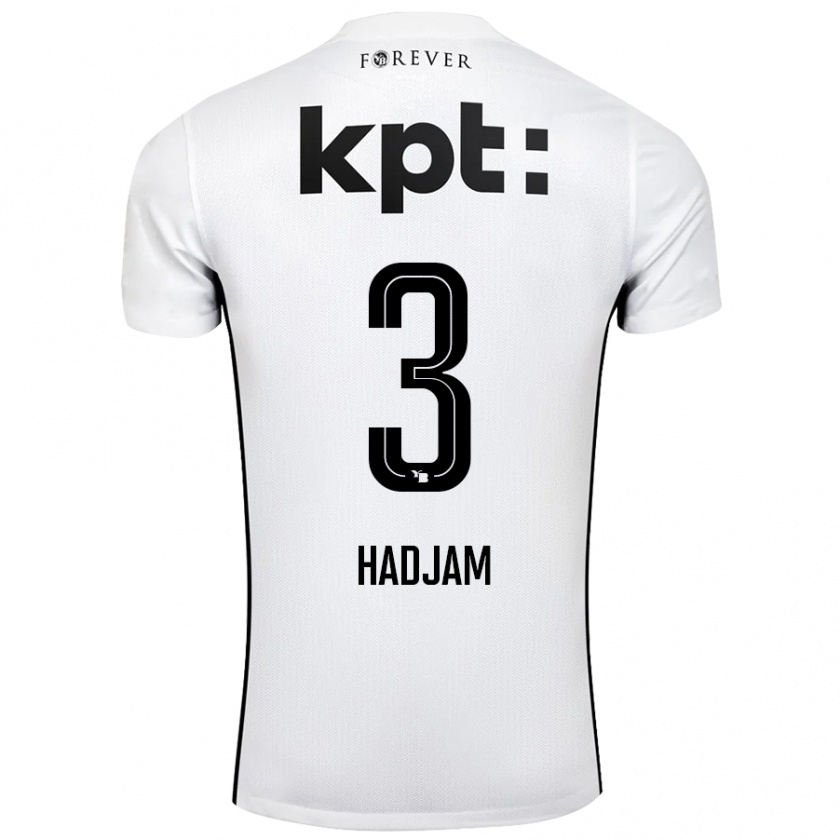 Kandiny Férfi Jaouen Hadjam #3 Fehér Fekete Idegenbeli Jersey 2024/25 Mez Póló Ing