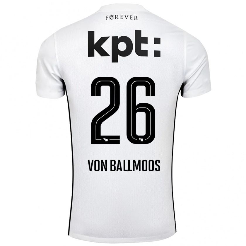 Kandiny Férfi David Von Ballmoos #26 Fehér Fekete Idegenbeli Jersey 2024/25 Mez Póló Ing