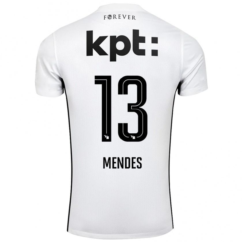 Kandiny Férfi Daniel Mendes #13 Fehér Fekete Idegenbeli Jersey 2024/25 Mez Póló Ing