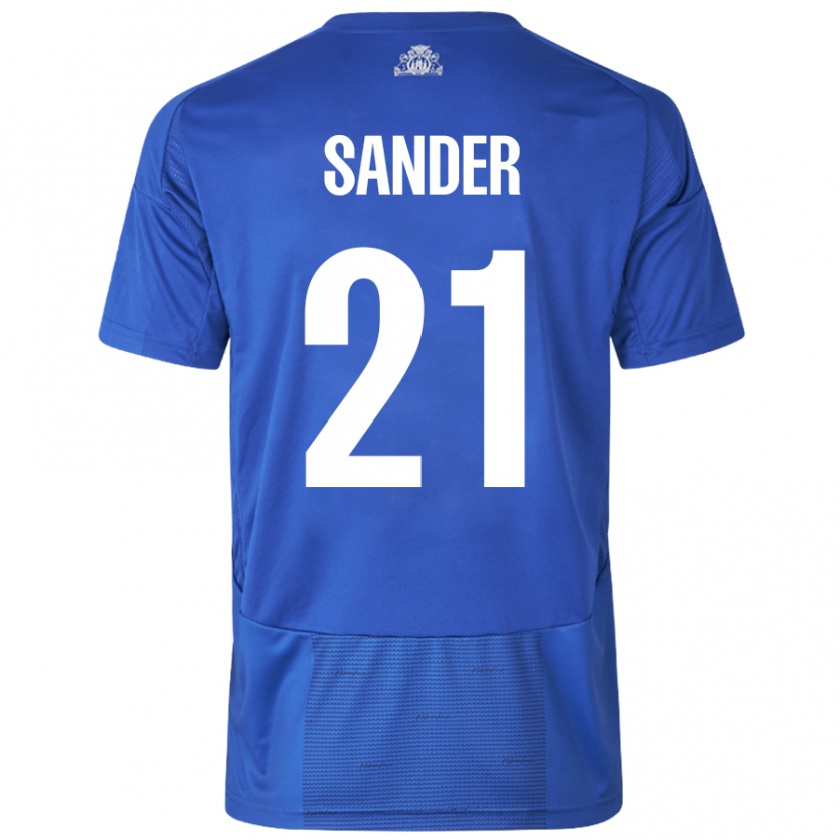 Kandiny Férfi Theo Sander #21 Fehér Kék Idegenbeli Jersey 2024/25 Mez Póló Ing