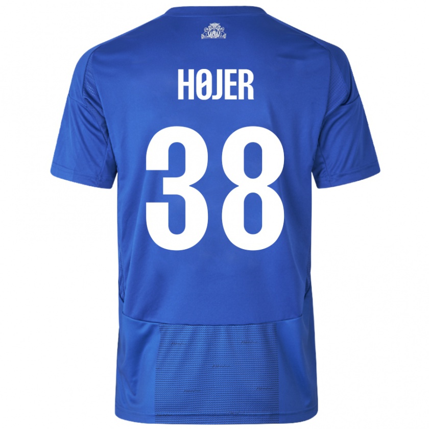 Kandiny Férfi Oliver Højer #38 Fehér Kék Idegenbeli Jersey 2024/25 Mez Póló Ing