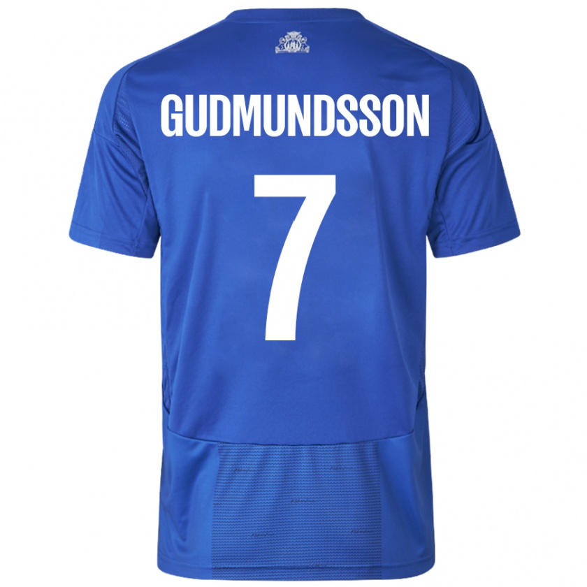 Kandiny Férfi Galdur Gudmundsson #7 Fehér Kék Idegenbeli Jersey 2024/25 Mez Póló Ing